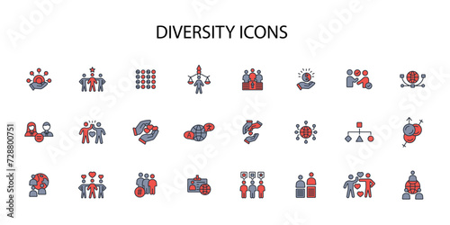 Diversity icon. vector.Editable stroke.linear style sign for use web design,logo.Symbol illustration.