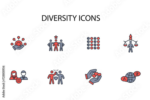 Diversity icon. vector.Editable stroke.linear style sign for use web design,logo.Symbol illustration.