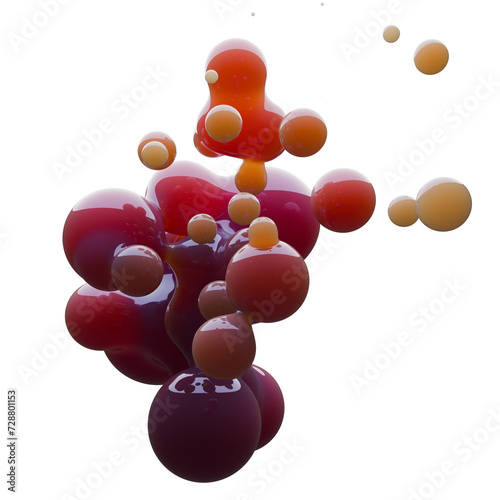 3d illustration, modern glossy metaballs with colorful gradient material. Abstract figures with the effect of liquid plastic. Minimalist design, liquid plastic, liquid glossy metal.
