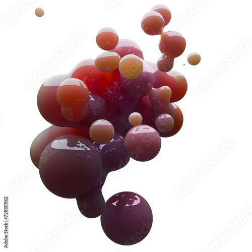 3d illustration, modern glossy metaballs with colorful gradient material. Abstract figures with the effect of liquid plastic. Minimalist design, liquid plastic, liquid glossy metal.
