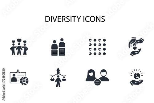 Diversity icon. vector.Editable stroke.linear style sign for use web design,logo.Symbol illustration.