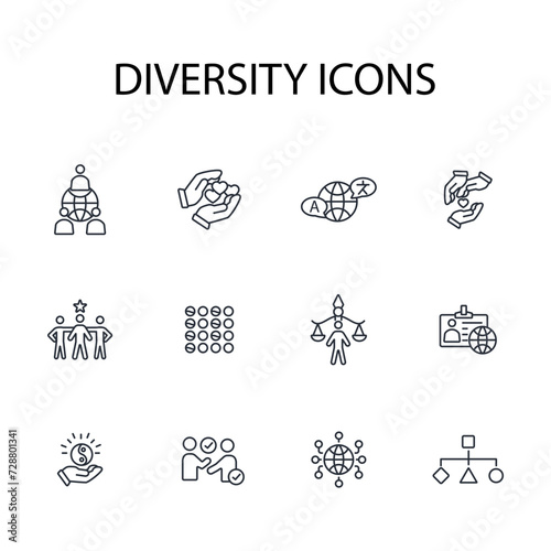 Diversity icon. vector.Editable stroke.linear style sign for use web design,logo.Symbol illustration.
