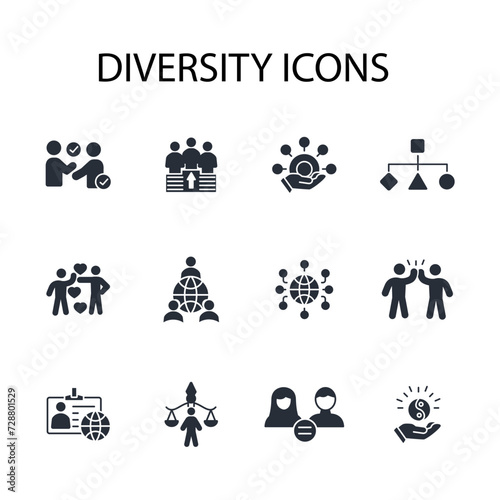 Diversity icon. vector.Editable stroke.linear style sign for use web design,logo.Symbol illustration.