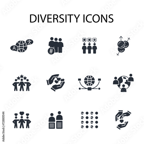 Diversity icon. vector.Editable stroke.linear style sign for use web design,logo.Symbol illustration.