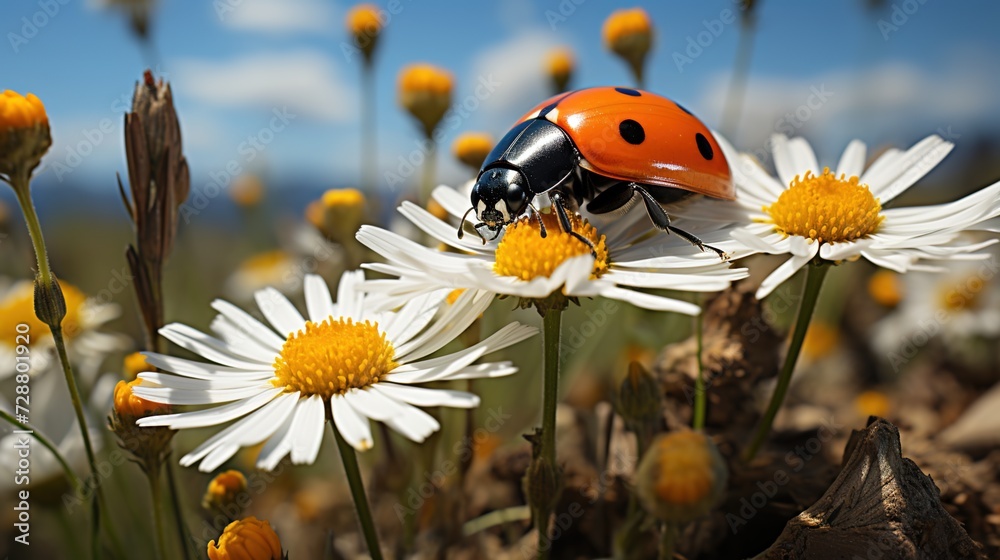 ladybug on a flower close up wallpaper background