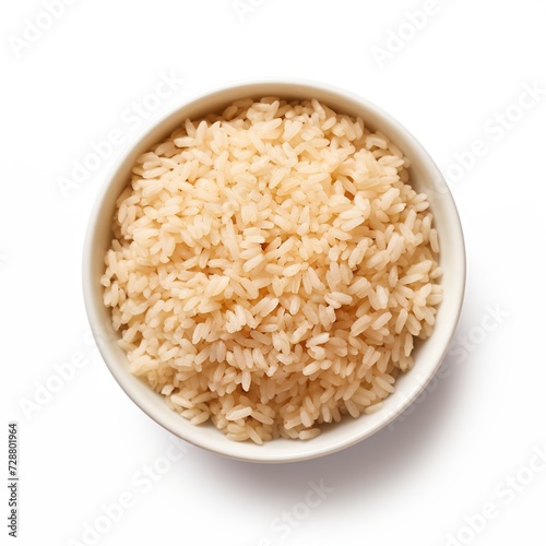 Brown rice top view isolated on a white background