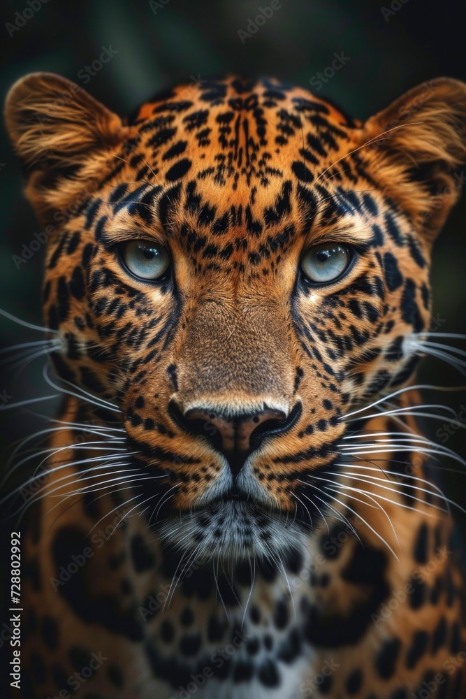 The Essence of Stealth: Close-Up Portrait of a Javan Leopard, Soulful Eyes and Rosetted Golden Coat in the Shadowy Underbrush. The Essence of Stealth: Close-Up Portrait of a Javan Leopard, Soulful Eyes and Rosetted Golden Coat in the Shadowy Underbrush.