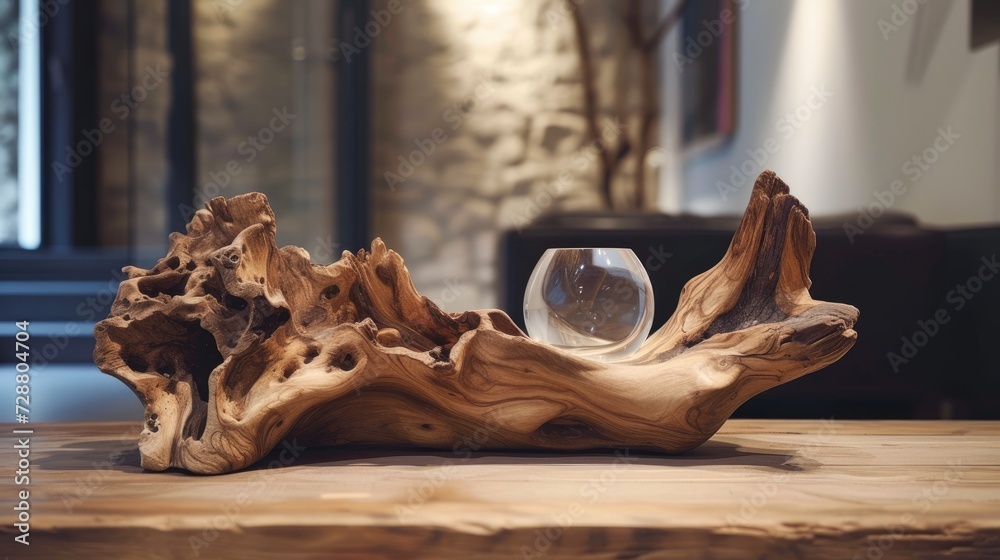 Naklejka premium a weathered wood log, showcasing its natural textures and imperfections.