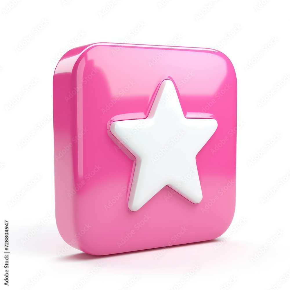 3D review icon with pink color, isolated on a white background 3D review icon with pink color, isolated on a white background