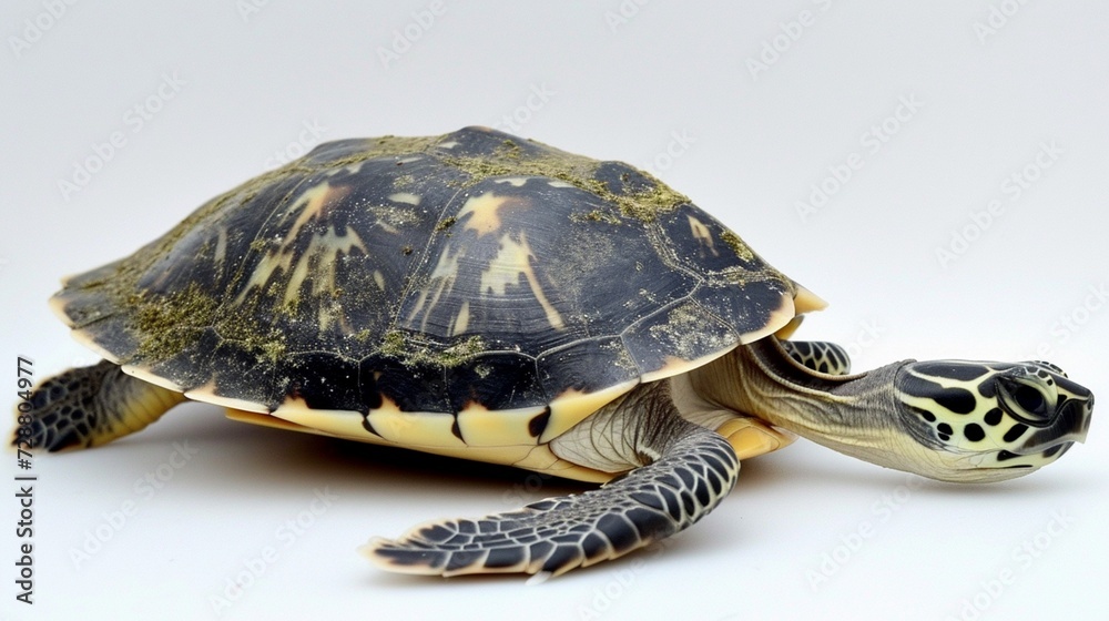 A beautiful image of a turtle isolated on a plain white background. turtle on white background A beautiful image of a turtle isolated on a plain white background. turtle on white background