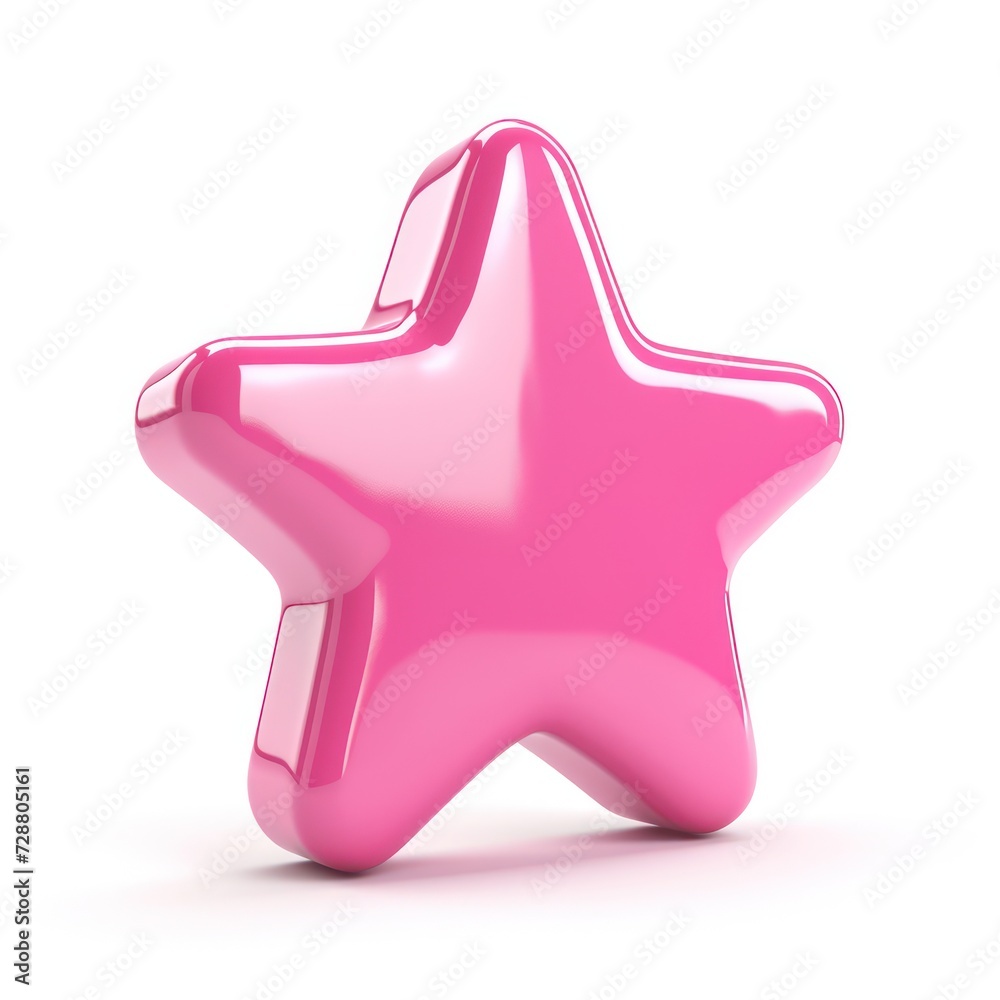 3D star icon with pink color, isolated on a white background 3D star icon with pink color, isolated on a white background