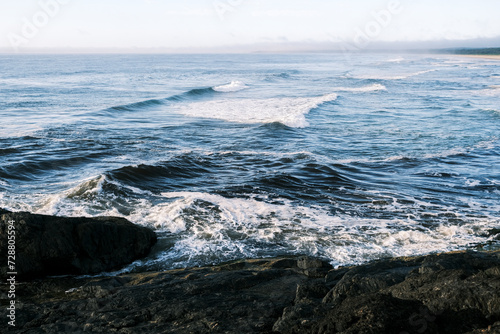 waves crashing on rocks