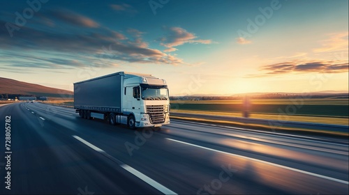 Truck on the highway. Generative Ai.