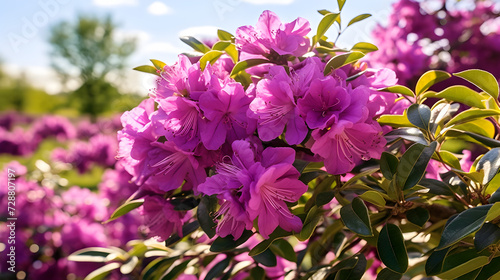 Rhododendron flowers in nature 