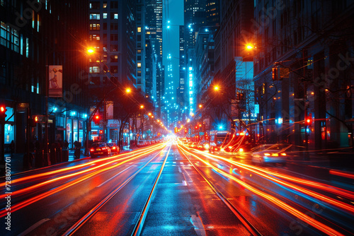 Big city night traffic lights