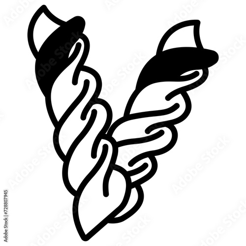 Fusilli glyph and line vector illustration