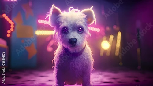 cute dog in punk rock style. Created with Generative AI.	 photo