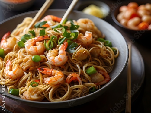 Stir-fried noodle dish which can be made with shrimp, tofu or chicken.