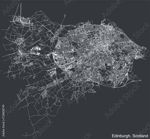 Detailed hand-drawn navigational urban street roads map of the United Kingdom city township of EDINBURGH, SCOTLAND with vivid road lines and name tag on solid background