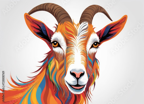 Colorful Abstract Art of Majestic Goat © Andrey