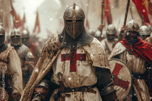 crusader in armor during a medieval battle