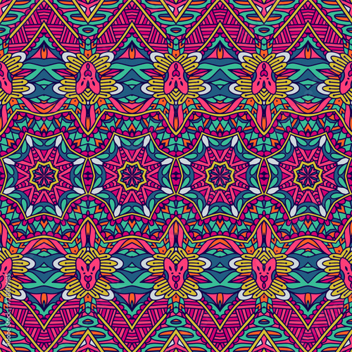 Ethnic psychedelic colorful fabric print. Mexican indian style design