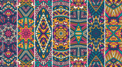 Collection of creative doodle pattern with ethnic mexican style print
