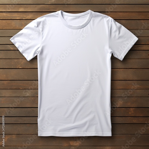 mockup of a plain white t-shirt laying on a colorful background.