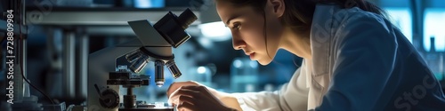 Dedicated scientist engrossed in microscopic research