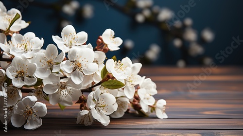 Springtime Splendor: White Blossoms Adorn a Lush Green Background, Evoking the Freshness and Renewal of the Spring Season