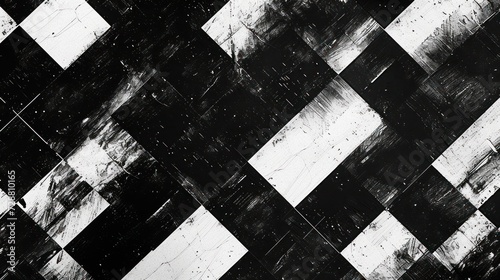abstract black and white pattern made of squares, monotype, pattern photo