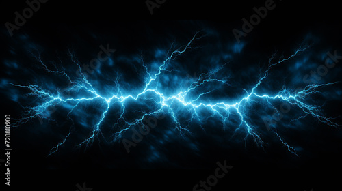 Blue thunder neon light vibe energy surge dark background photo