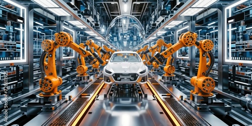 Automated Car Assembly Line with Industrial Robots
