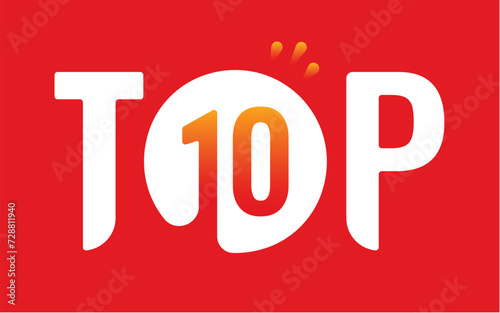 top ten logo. vector red background top 10 logo