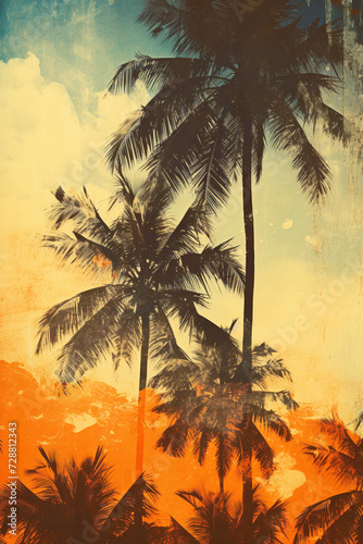 abstract background with palm trees 