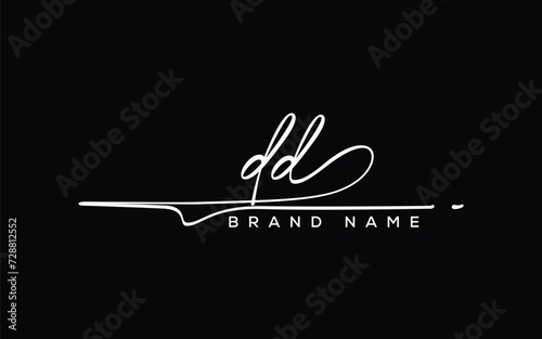 DD letter beauty handwriting vector logo. 