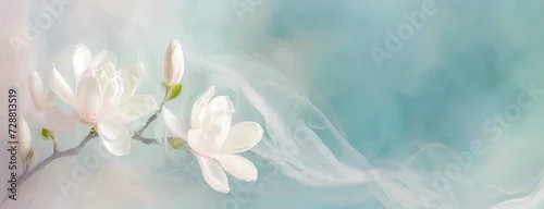 Panel kuchenny z motywem Tapeta, kwiaty wiosenne, biała magnolia
