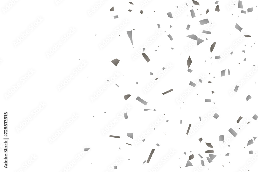 Silver glitter confetti on a white background. Decorative element.