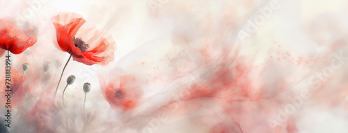 Panel kuchenny z motywem Tapeta, czerwone kwiaty, maki na jasnym tle, miejsce na tekst, życzenia