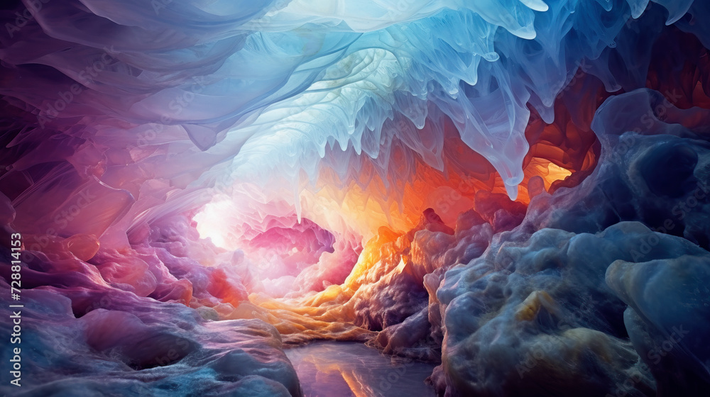  ice cave. Fantasy fractal background.