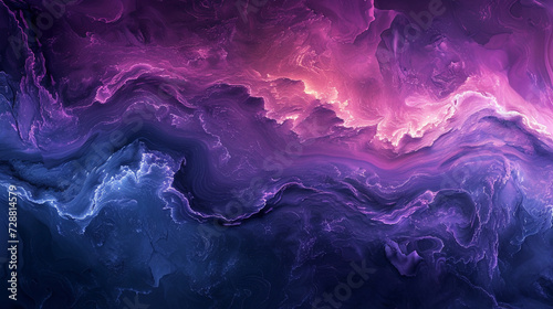 Intricate fractal patterns in shades of violet and electric blue unfolding on a marble slab, resembling a digital dreamscape. 