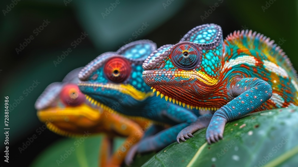 Chameleons Blending In, Fascinating photo of chameleons blending into their surroundings, showcasing their unique camouflage.