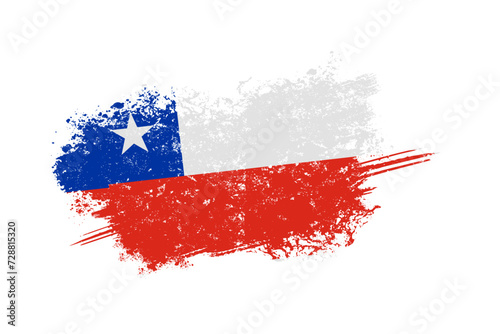 Chile flag with grunge effect - vector illustration
