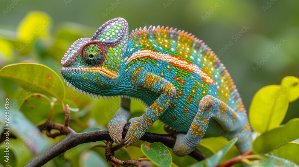 Obraz premium Chameleons Blending In, Fascinating photo of chameleons blending into their surroundings, showcasing their unique camouflage.