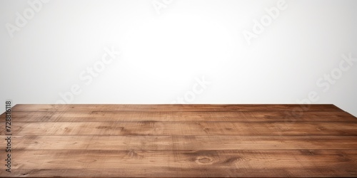 Corner view of empty wood table, white background, clipping path.