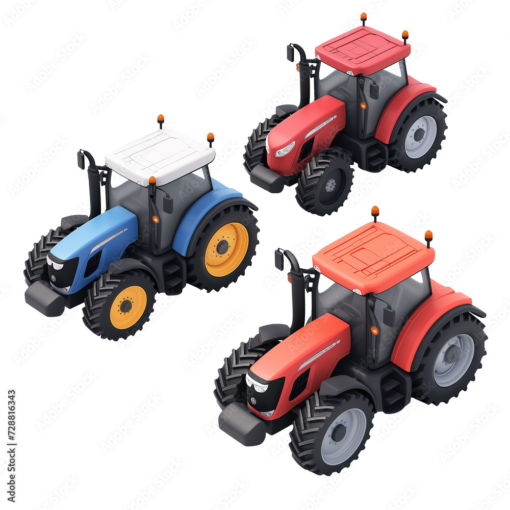 Obraz premium tractors 3d icon isolated on a transparent background