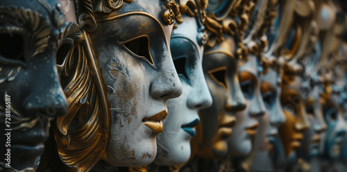 ornate venetian masks in a row  © StockUp