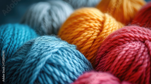Colorful Yarn Balls Close-Up Texture