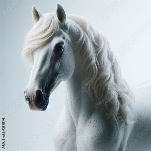 white horse portrait on white © Deanmon