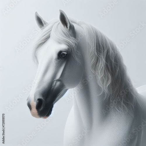 white horse portrait on white © Deanmon